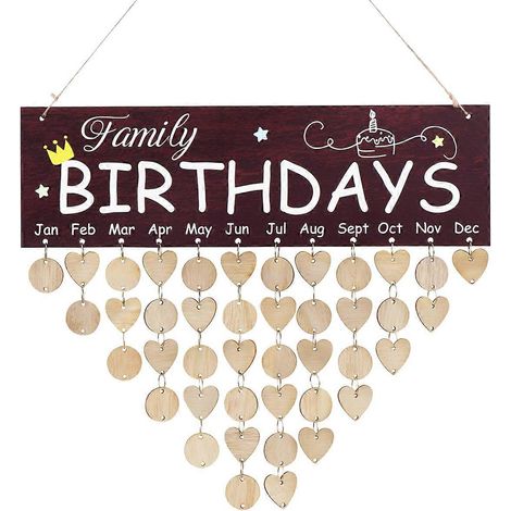 Plaque d'anniversaire, calendrier suspendu en bois, guirlande de perles en bois, calendrier en bois (1/5)