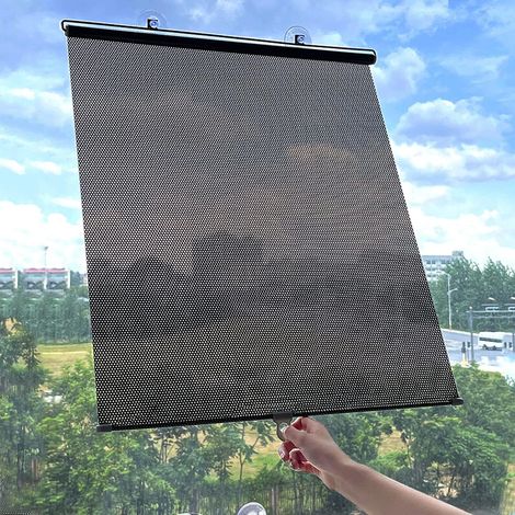 Persianas opacas con ventosas, sin necesidad de taladrar ni cables, temporales y portátiles, fabricadas en PVC, con protección UV, 125 x 58 cm. (1/5)