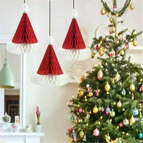 Weihnachtskugel-Weihnachtshut, Weihnachtsbaumdekoration, Laterne, Papierblumenanhänger, Szenenlayout, Weihnachtsschmuck (1/4)