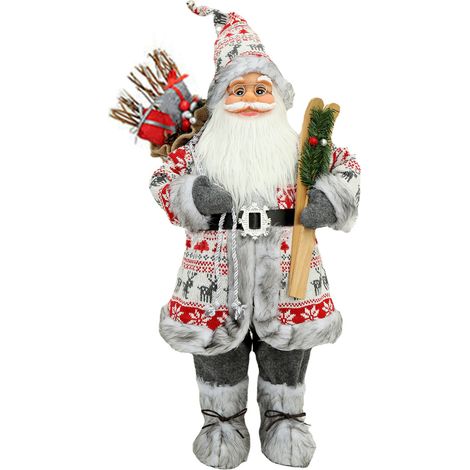 Figurine de père noël debout en peluche, Statue de noël pour scène d'affichage de fenêtre, décoration de bureau à domicile 11,81 pouces (1/5)