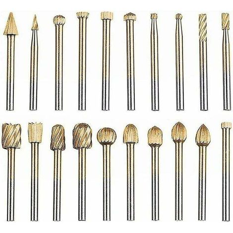 Ensemble de fraises rotatives avec tige de 1/8 (3 mm), tête en carbure de tungstène Hss ensemble de fraises rotatives outils rotatifs électriques pour le travail du bois, la sculpture, la gravure, la (1/4)