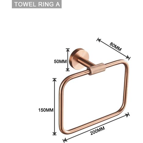 (Anneau porte-serviettes B) Ensemble d'accessoires en or rose brossé : porte-brosse de toilette, porte-papier toilette, barre porte-serviettes, crochet de suspension, porte-savon. (1/5)