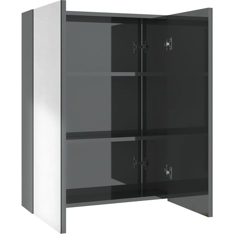 Maison Exclusive - Armadietto a Specchio per Bagno 60x15x75 cm MDF Grigio Lucido (1/5)