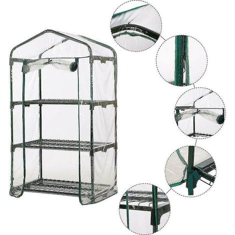 Serre de jardin pour plantes et légumes - Cadre de protection pour étagère - Couvercle en PVC transparent - 69 x 49 x 126 cm (1/4)