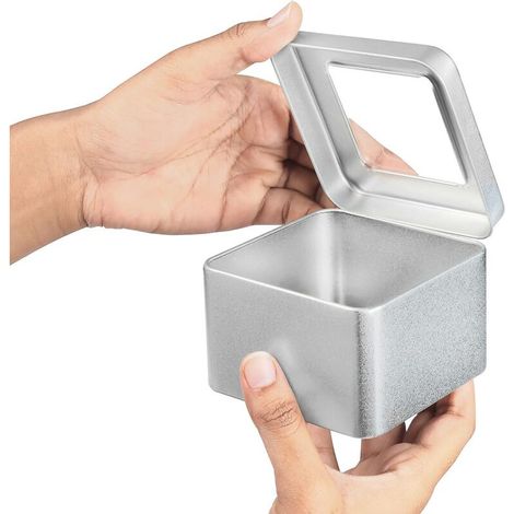 Ensemble de 5 petits pots cosmétiques carrés portables en métal, vides, avec couvercles (1/5)