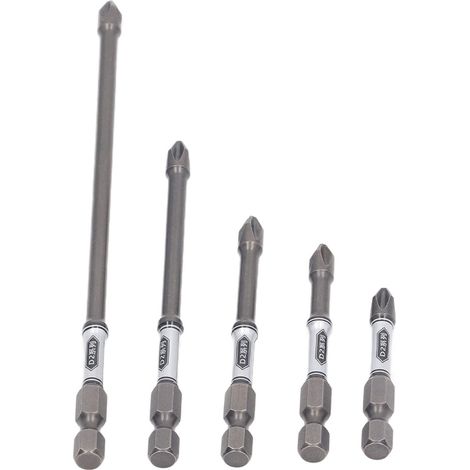 Set de 5 Embouts de Tournevis S2 Acier Anti-Dérapant Magnétique Longs Forêts pour Visseuse à Choc (1/5)