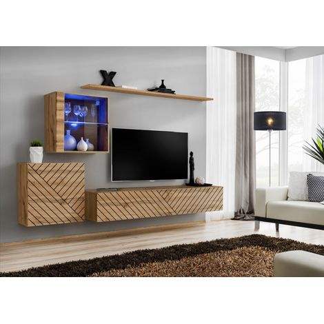Ensemble de 4 meubles muraux "Switch XV" pour TV en bois - Beige - L 260 x H 150 x P 40 cm - Livraison gratuite
