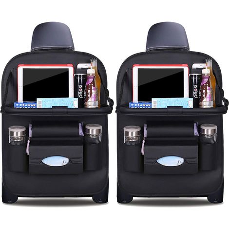MINKUROW Protezione Per Lo Schienale Dell'organizzatore Dell'auto Protezione Per Seggiolino Auto In Pelle Pu Di Lusso Con Supporto Per Tablet Pieghevole Protezione Per Lo Schienale Impermeabile Borsa  (1/4)