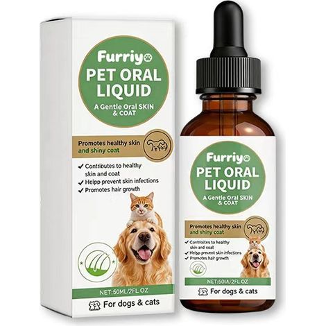 Furriyo Fellpflege-Tropfen für Haustiere – Geeignet für Hunde und Katzen, glättet und repariert das Fell – Pflegeprodukte für Haustiere (1/5)
