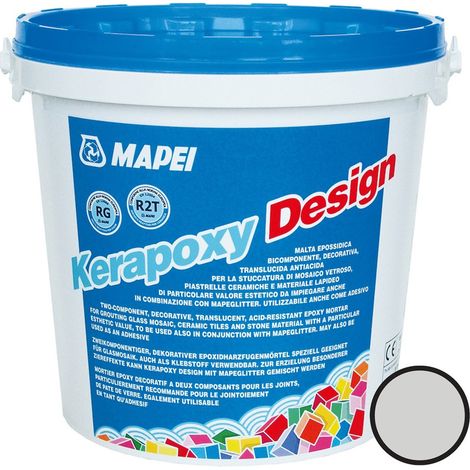 Kerapoxy Design Mortero epoxi decorativo, resistente a los ácidos, lechada de mosaico, piscina y más, gris plateado (MAPXED3111)