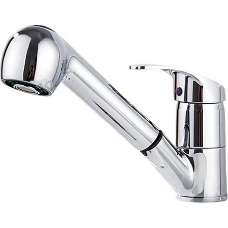 Miscelatore da cucina - rubinetto per lavello - rubinetto da cucina estraibile con rotazione a 360° - bocca estraibile - miscelatore monocomando integrato - estraibile - due getti - argento - lega di (1/5)