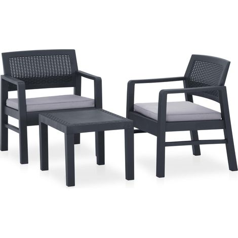 Maison Exclusive - 3-tlg. Garten-Lounge-Set mit Auflagen Kunststo
