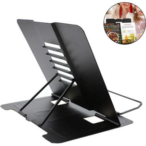 Buchständer für Schreibtisch, zum Lesen, für Lehrbücher, Tablets, Musikbücher, Rezepte, Schwarz (1/5)