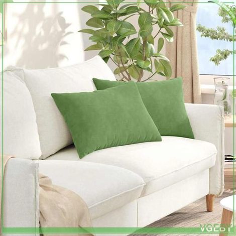 Coussins de canapé (paire) - FAFEISY - 42013673 - Velours côtelé - Vert clair - 60 x 40 cm (1/5)