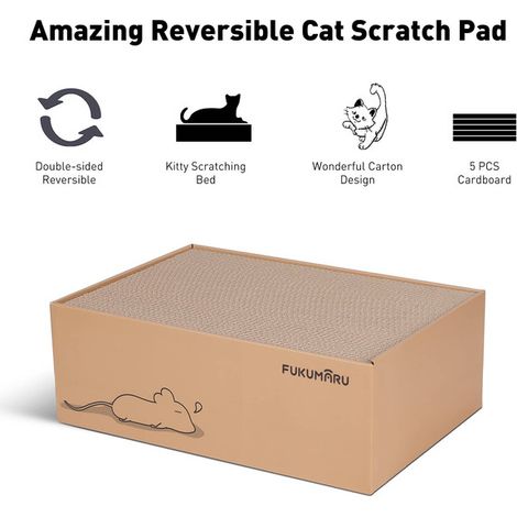 Griffoir pour chat en carton avec couchage réversible pour gratter et se détendre