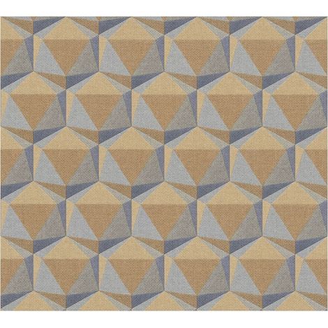 Graphic wallpaper wall Profhome 387483 hot embossed non-woven wallpaper slightly textured with geometric shapes matt orange blue grey pigeon blue 5.33 m2 (57 ft2) (1/5)