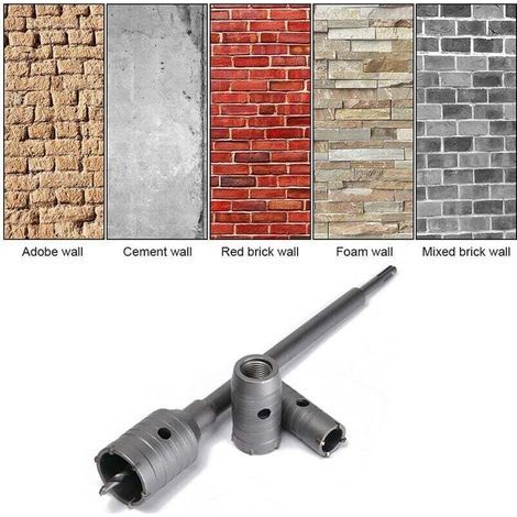 Scie à Cloche Trépan, Ø30mm, 40mm, 50mm Set de Scies Cloches , Trépan Béton 350 mm SDS Plus Tige d'Extension Pointe en Carbure de Tungstène,Scie Cloche pour Brique Pierre Béton Ciment (1/5)