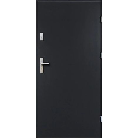 Porte d'entrée en acier pleine H207 x L100 cm anthracite - épaisseur 55 mm - poussant droit - AGUEDA (1/5)
