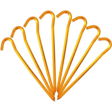 Lot de 8 piquets de tente en aluminium de qualité supérieure - Piquets de 18 cm avec crochet robuste - Forme hexagonale pour une adhérence maximale - Idéal pour le camping, les auvents et les activité (1/5)