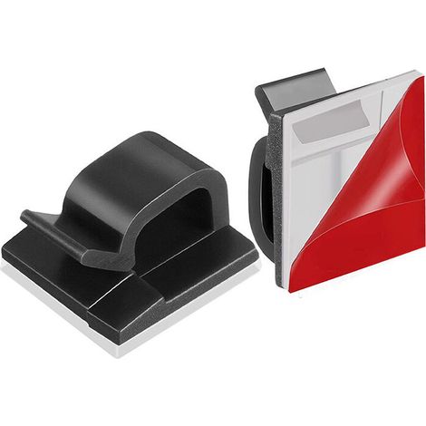 royaluxe - Lot de 100 clips de gestion de câbles auto-adhésifs pour TV, PC, ordinateur portable, bureau, maison - Noir,