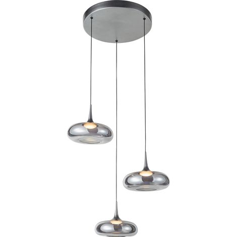 Suspension moderne chromée 3 globes LED 21W Italux