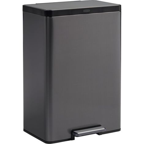 Poubelle Double Flux Inox 39 L Gris charbon – Tri déchets et Recyclables, Pédale mains libres, finition anti-traces – pour cuisine maison ou bureau – 2145987 (1/5)
