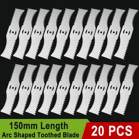 (20 lames) Lame dentée en forme d'arc de 15 cm, compatible avec les tondeuses à gazon et débroussailleuses à batterie lithium de petite taille, ainsi que les accessoires pour machines de jardinage. (1/5)