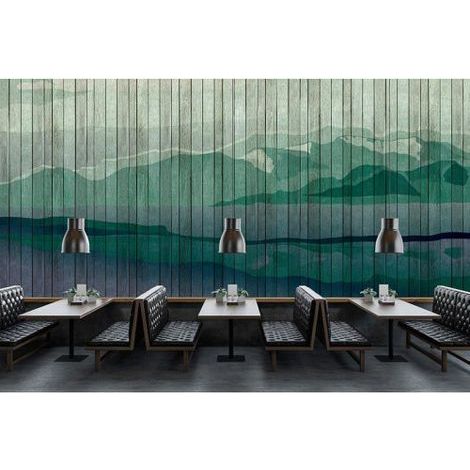 Papier peint panoramique paysage effet 3D Tapisserie panoramique design motif montagne Papier peint panoramique original pour salon (1/3)