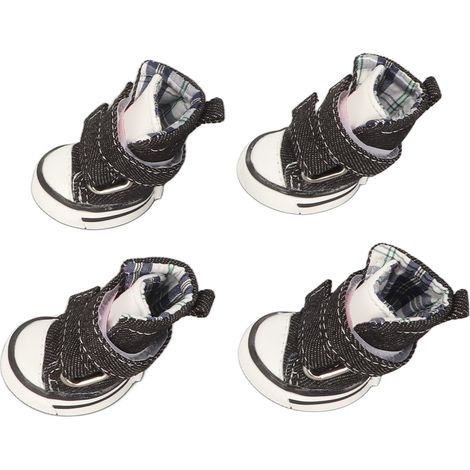 Lot de 4 chaussures en toile pour chiots, tendance et mignonnes, toutes saisons, respirantes et antidérapantes, idéales pour le sport des petits chiens. Numéro 4. (1/5)