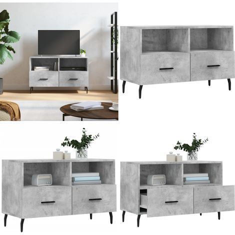 Meuble TV Gris béton 80x36x50 cm Bois d'ingénierie - Meubles Tv - Meuble Tv Gris - Meuble Tv Moderne - Rangement Tv - Armoire Multimedia - Home & Living (1/5)
