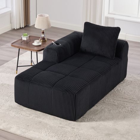 Sofá compacto con bolsillos y portavasos pana OKMYHOME (1/5)