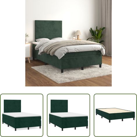 Matratze - Boxspringbett mit Matratze Dunkelgrün 120x200 cm Samt (1/5)