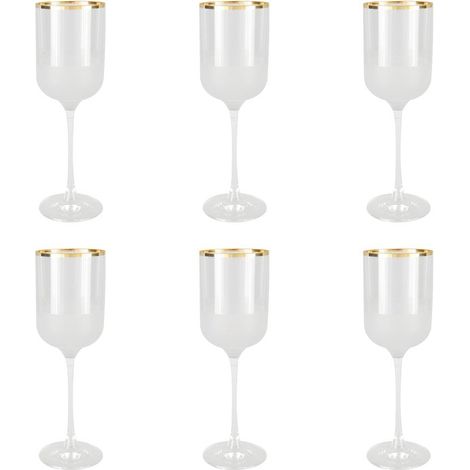 Lot de 6 Verres à Vin Élégants en Verre Transparent et Bord Doré 7,5 x 7,5 x 21 cm - PANGIVO (1/3)