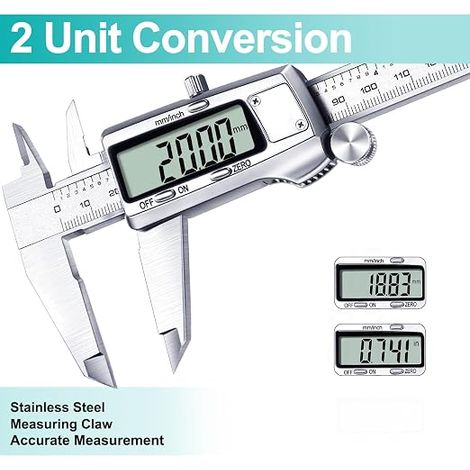 Digital Caliper 200mm Stainless Steel Digital Caliper Measuring Tools LCD Display for Home and Industrial Measurement (1/4)