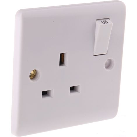 Rs Pro – Prise électrique type G encastrée avec interrupteur – 230V 13A – Urée formaldéhyde – Pour montage dans murs et cloisons (1/2)