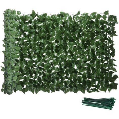 Artificial Hedge Privacy Screen Decorative Roll 3L x 1H m Realistic Beech Foliage UV Resistant, Silk Leaves, Dark Green