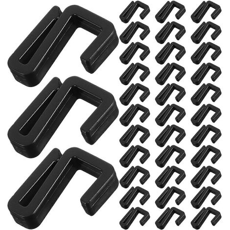 Lot de 40 crochets en forme de S : crochets plats en plastique gain de place pour vêtements - Cintres à pince pour salle de bain, placard, penderie, garage - Noir (1/5)