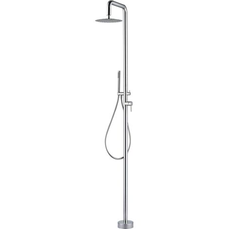 Columna de Ducha para Exterior Fabricada en Acero Inox S316-Monomando de 2 Vias con Mango de Ducha-Ducha para Piscinas-Jardines y SPA(Acero Cepillado)