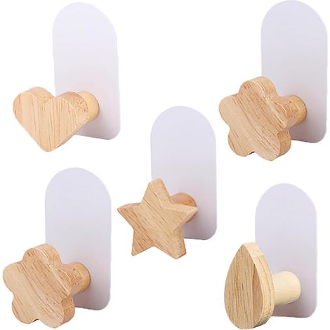 Set di 5 ganci da parete autoadesivi per bambini, ganci da parete multifunzionali con design di animali dei cartoni animati, per asciugamani, vestiti, zaini e cappelli