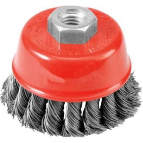 Brosse À Coussin - Diamètre 75 Mm - Filetage M14 - Fil Acier Torsadé 0,5 Mm - Pour Meuleuse D'angle - 1 Pièce (1/2)