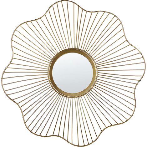 Espejo de pared de metal dorado forma de flor 40 cm glamour sala de estar dormitorio Sens