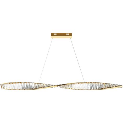 Maytoni Krone Plafonnier suspendu moderne de 120 cm en laiton, 3 000 K, 2 600 lm, abat-jour en cristal
