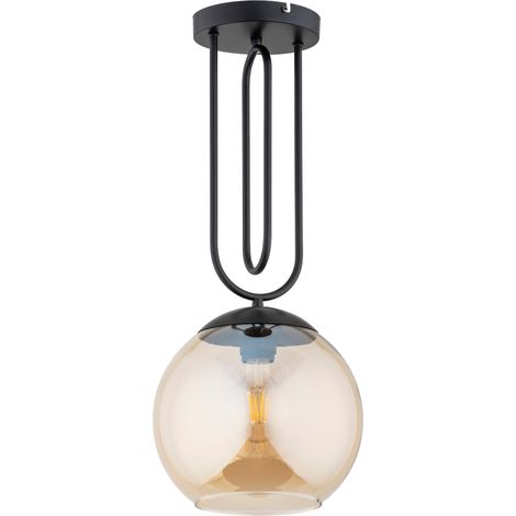 Suspension noire globe verre ambré E27 Rita Alfa Ø25 (1/3)