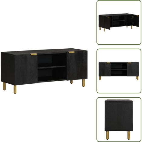 vidaXL Meuble TV noir 105x33x46 cm bois d'ingénierie (1/5)