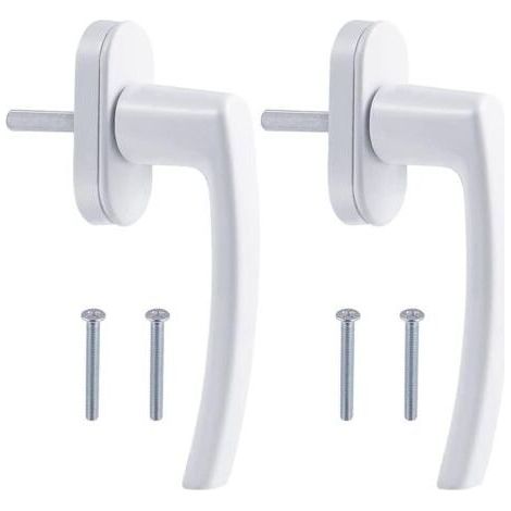 Set of 2 Aluminum Alloy Window Handle, Concealed Screw, Metal Rod, Metal Cover, Solid Aluminum Handle, Mirror Painting, White Color (1/5)