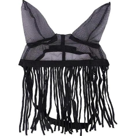 Masque anti-mouches respirant pour chevaux avec pompons, bonnet ajustable pour l'équitation, le ranch et l'écurie, confortable (L) (1/5)