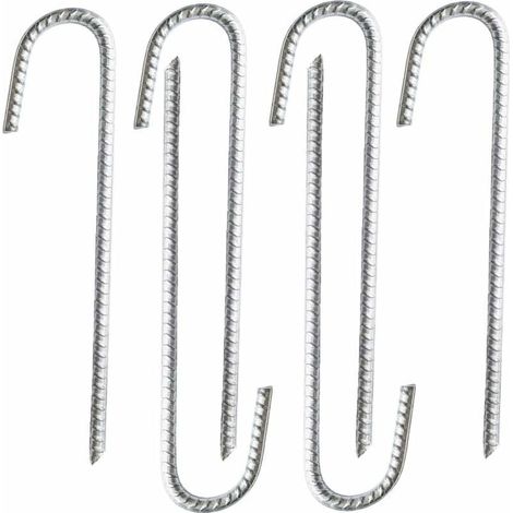 Lot de 6 piquets d’ancrage en acier galvanisé robuste pour barres d’armature en J - Pour chapiteaux, tonnelles, châteaux, tentes, trampolines, rebondissements, camping, filets de football (1/4)
