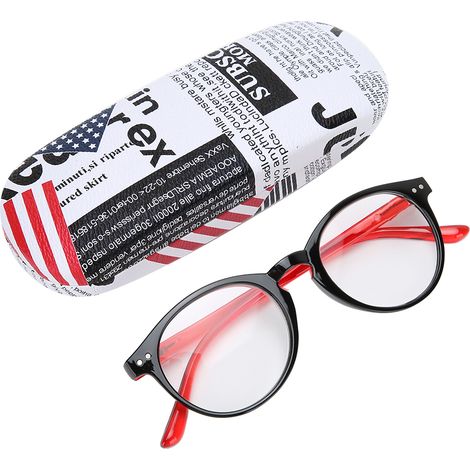 Lunettes de lecture élégantes à charnière ressort, portatives pour hommes et femmes, presbytes (+200 NoirRouge) (1/5)