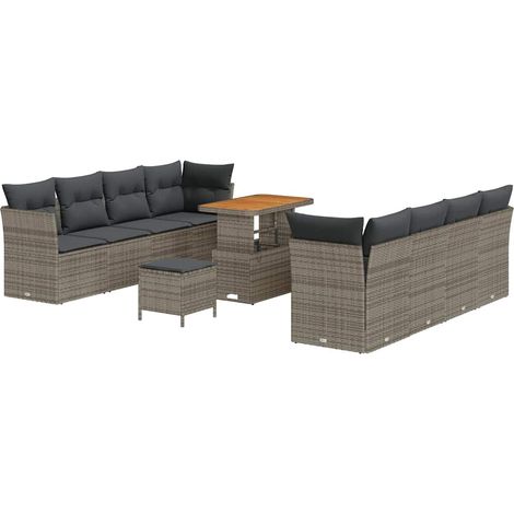 Maison Exclusive - Garten-Sofa-Set mit Kissen mit Speicher 11 pcs