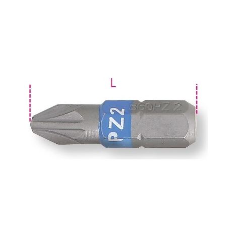 Inserti pozidriv Beta colorati 1/4 pz 3 con impronta a croce 25 mm